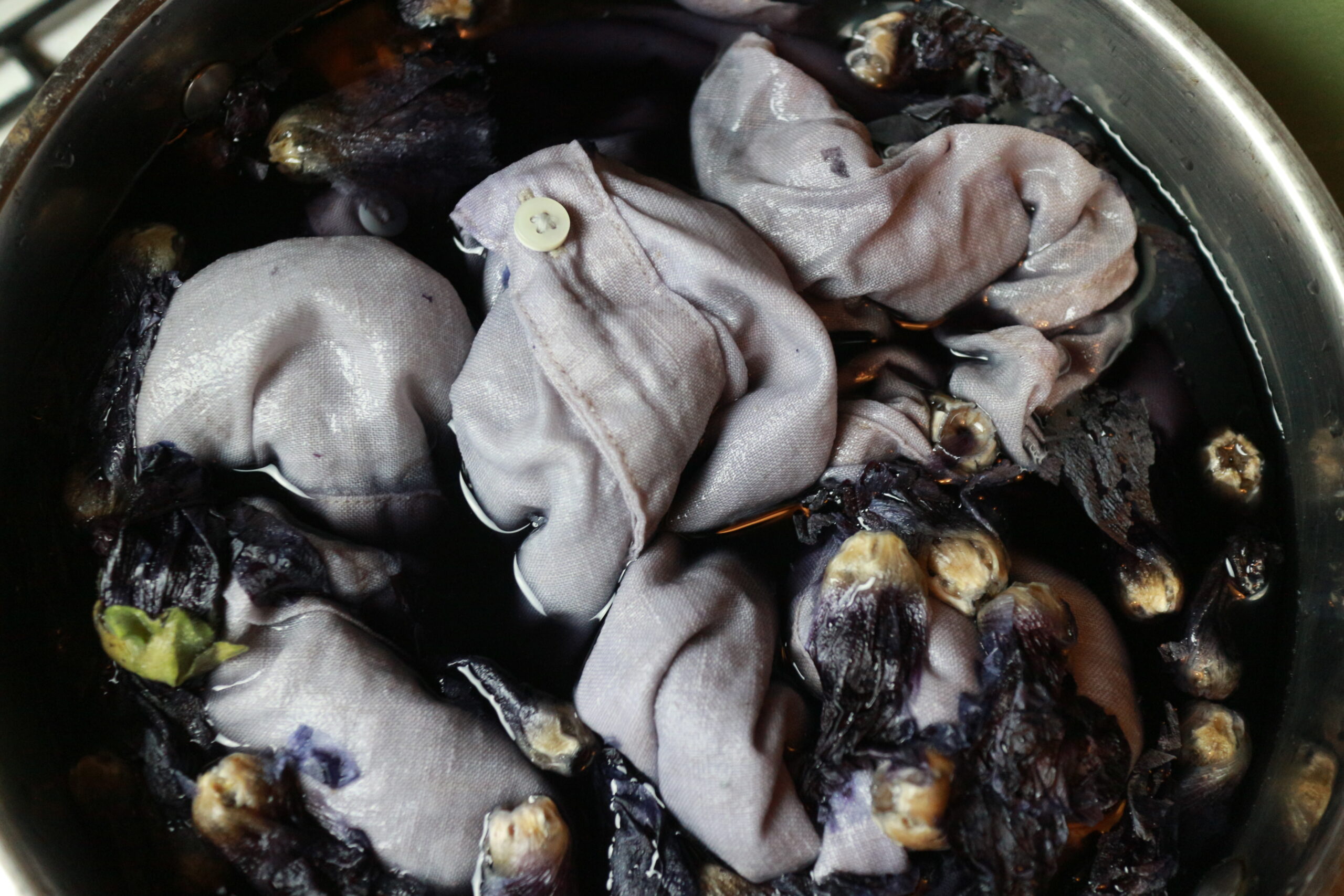 Natural Dye with Black Hollyhocks